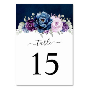 Dusty Blue Paars Navy Lila Blooms Weddenlijst Kaart