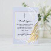 Dusty Blue Palm Tree Funeral Merci Carte de note (Debout devant)