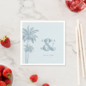 Dusty Blue Palm Trees & Ampersand Beach Wedding Servet (Insitu)