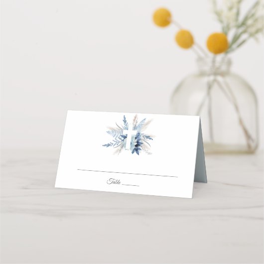 Dusty blue pampas floral first holy communion (Voorkant)