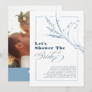 Dusty Blue Pampas Grass Boho Vrijgezellenfeest Fot Kaart