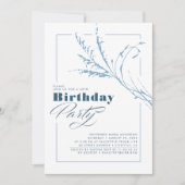 Dusty Blue Pampas Grass Modern Birthday Party Kaart (Voorkant)
