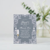 Dusty Blue Paris France Brunch & Bubbly Invitation (Debout devant)