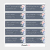 Dusty Blue Pastel hortensia Gast Naam Adres Sticker (Vel)