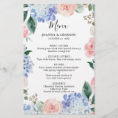 Dusty Blue Pastel Pink hydrangeas Mariage Menu (Devant)