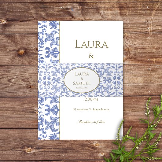 Dusty Blue  Pattern Uitnodigingen Wikkel