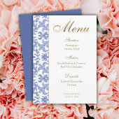 Dusty Blue Patterned Bruiloft Menu