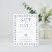 Dusty Blue Paw Print Save the Date Briefkaart (Staand voorkant)
