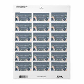 Dusty Blue Peach Blush Geometric Floral Wedding Etiket (Full Sheet)