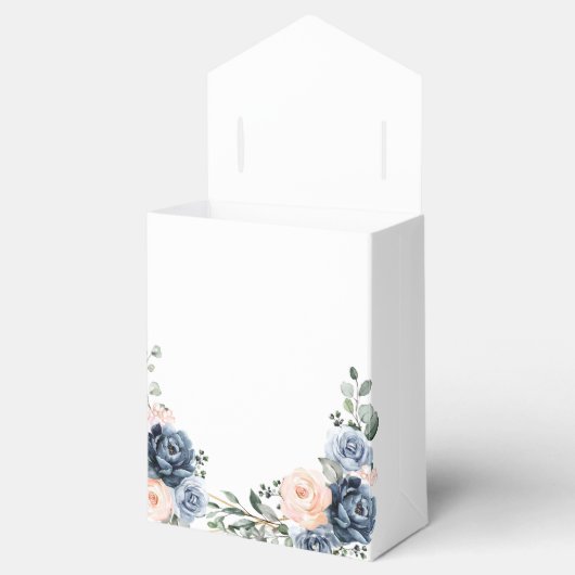 Dusty Blue Peach Blush Geometric Floral Wedding Fa Bedankdoosjes (Geopend)