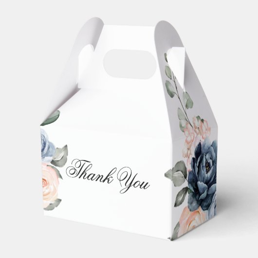 Dusty Blue Peach Blush Geometric Floral Wedding Fa Bedankdoosjes (Achterkant)