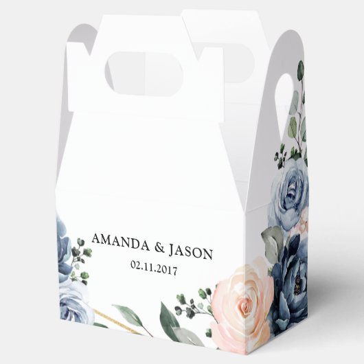 Dusty Blue Peach Blush Geometric Floral Wedding Fa Bedankdoosjes (Geopend)
