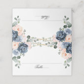 Dusty Blue Peach Blush Geometric Floral Wedding Pl (Buitenkant ongevouwen)