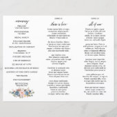 Dusty Blue Peach Blush programme de mariage botani (Dos)