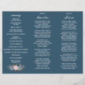 Dusty Blue Peach Blush programme de mariage botani (Dos)