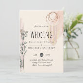 Dusty Blue Peach BOHO Wedding Invitation (Staand voorkant)