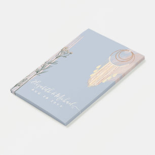 Dusty Blue Peach Boho Wedding Post-it® Notes