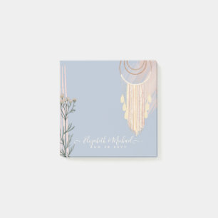 Dusty Blue Peach Boho Wedding Post-it® Notes