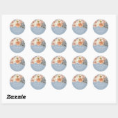 Dusty Blue Peach Floral Bedankt Ronde Sticker (Vel)