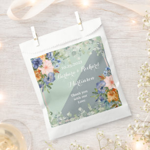 Dusty Blue Peach Green Wedding Bedankzakje