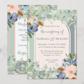 Dusty Blue Peach Green Wedding Kaart (Voorkant / Achterkant)