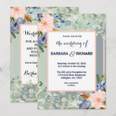 Dusty Blue Peach Green Wedding Kaart (Voorkant / Achterkant)