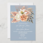 Dusty Blue Peach Mariage QR Invitation (Devant)