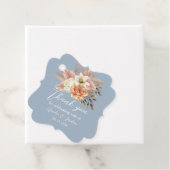 Dusty Blue Peach Wedding Dank je wel Bedankjes Labels (In situ)