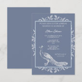 Dusty Blue Peacock Flourish Vrijgezellenfeest Kaart (Voorkant / Achterkant)