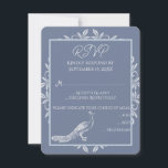 Dusty Blue Peacock Flourish Wedish Card RSVP Card<br><div class="desc">Envoyez aux invités une carte RSVP de mariage bleu peacock simple et élégant avec votre invitation. Le design de la carte de réponse est orné d'un élégant paon orné de fleurs. Personnalisez avec la date de réponse et les choix de menu. Papier à lettres mariage supplémentaire disponible avec cette conception...</div>