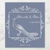 Dusty Blue Peacock Flourissant Mariage Étiquette d (Étiquettes simples)