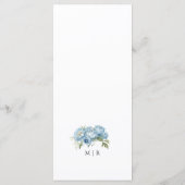 Dusty Blue Peony Elegant Watercolor Menu Mariage (Dos)