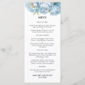Dusty Blue Peony Elegant Watercolor Menu Mariage (Devant)