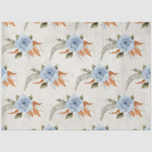  "Dusty Blue Peony Floral Foliage"-ontkoppeling Tissuepapier