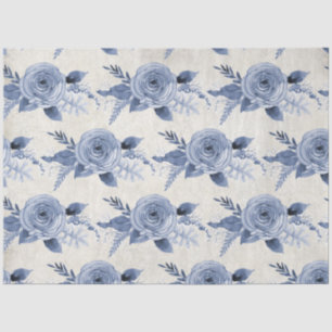  "Dusty Blue Peony Floral Foliage"-ontkoppeling Tissuepapier