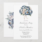 Dusty Blue Peony Roos & Glitter Bachelorette Party Kaart (Voorkant / Achterkant)