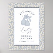 Dusty Blue Perfect Pear Vrijgezellenfeest Poster S (Voorkant)