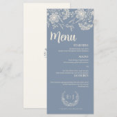 Dusty Blue Periwinkle Wildflower Wedding Menu (Devant / Derrière)