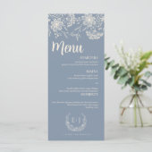 Dusty Blue Periwinkle Wildflower Wedding Menu (Debout devant)