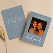 Dusty Blue Photo Bridesmaid Minimal proposal Kaart