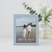 Dusty Blue Photo Budget Wedding Dank u kaart (Staand voorkant)