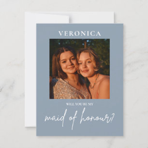 Dusty Blue Photo Maid of Honor Boho Proposal Kaart