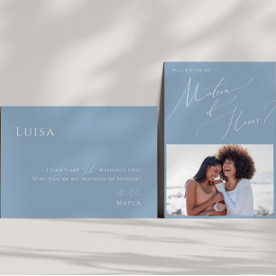 Dusty Blue Photo Matron of Honor proposal Kaart
