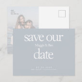 Dusty Blue Photo Modern Sla de datum op Briefkaart (Voorkant / Achterkant)