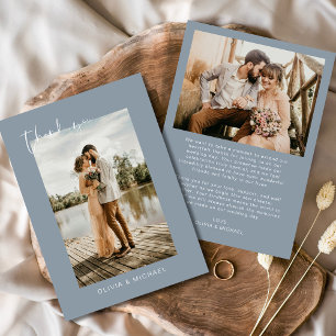 Dusty Blue Photo Wedding Elegant Dank u kaart