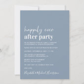 Dusty Blue Photo Wedding Reception Invitation Aankondiging (Voorkant)