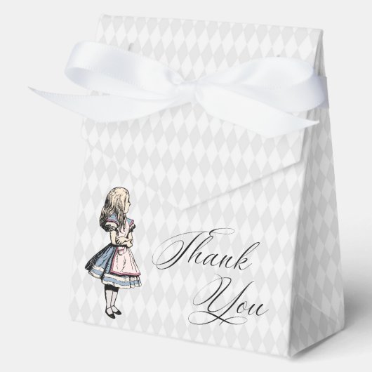 Dusty Blue & Pink Alice in Wonderland Baby shower Bedankdoosjes (Voorkant)