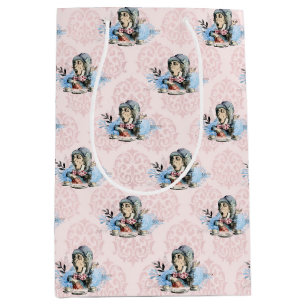 Dusty Blue & Pink Alice in Wonderland Baby shower Medium Cadeauzakje