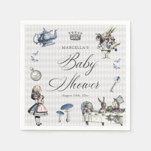 Dusty Blue & Pink Alice in Wonderland Baby shower Servet