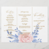 Dusty Blue Pink Floral Rustic Wedding Ceremony (Voorkant)
